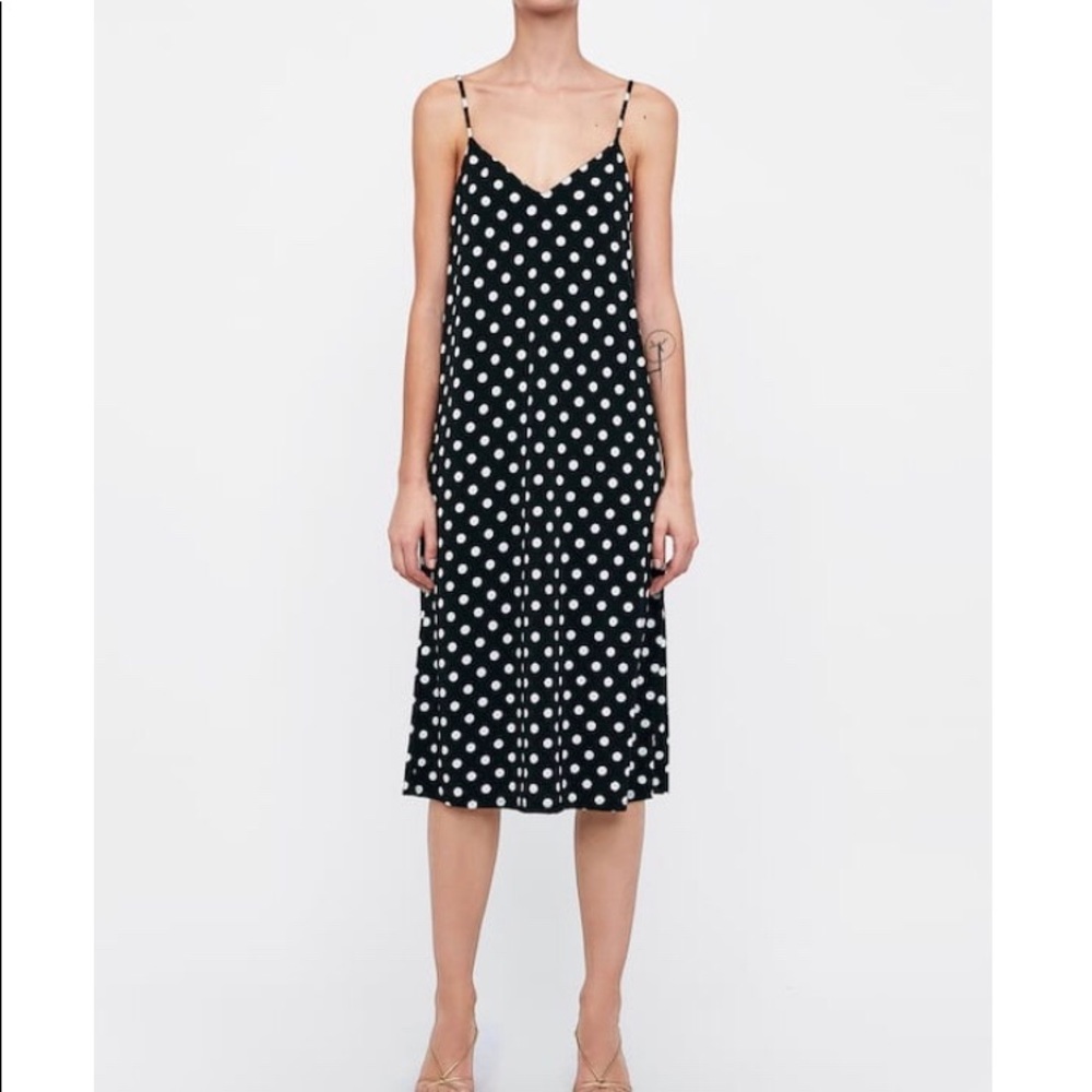 Zara polka dot strap dress